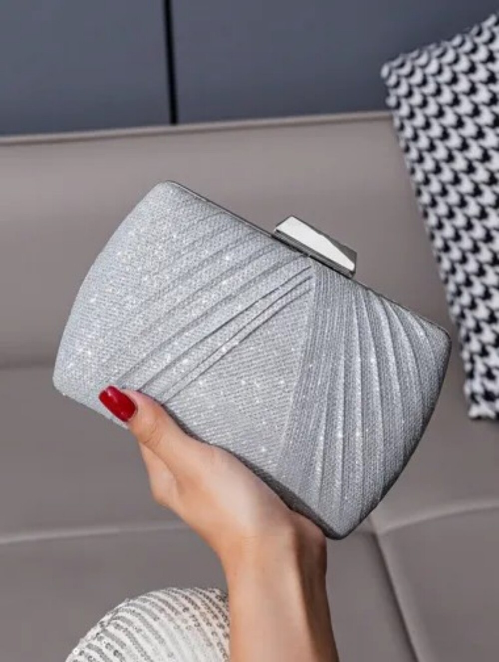 Silver Sparkle Evening Clutch - Elegant Women’s Bag